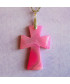 Pendentif Croix en Agate rose