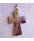 Pendentif Croix en Agate violette et blanche