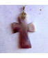Pendentif Croix en Agate violette et blanche