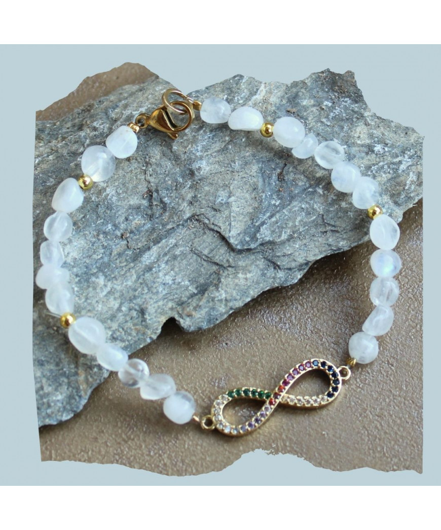 Bracelet  Signe de l'infini en Pierre de lune