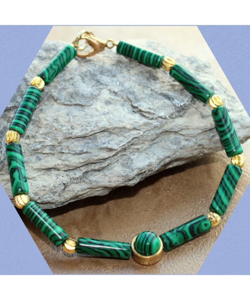 Bracelet cabochon en Malachite