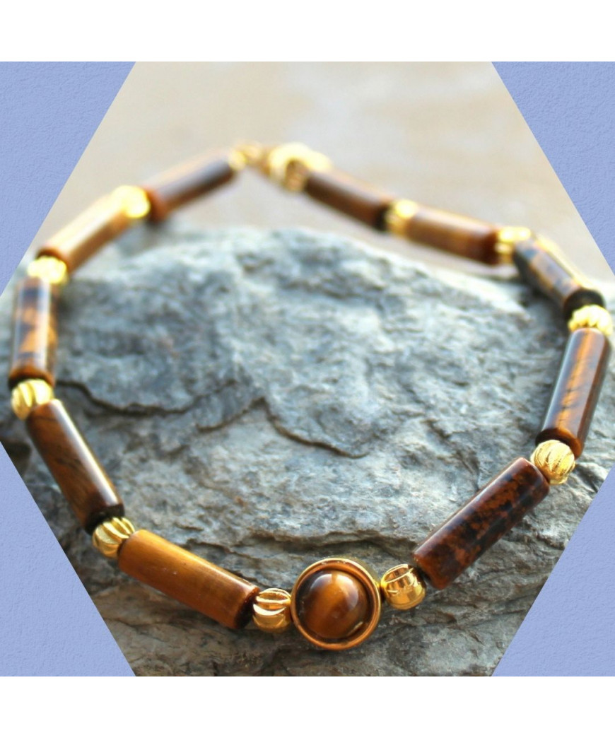 Bracelet cabochon en Œil de tigre