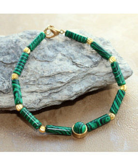 Bracelet cabochon en Malachite