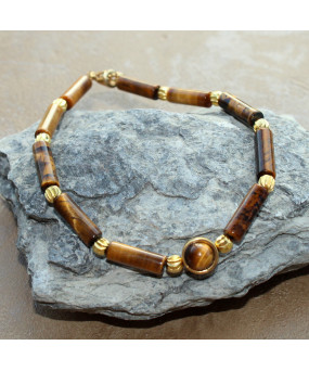 Bracelet cabochon en Œil de tigre