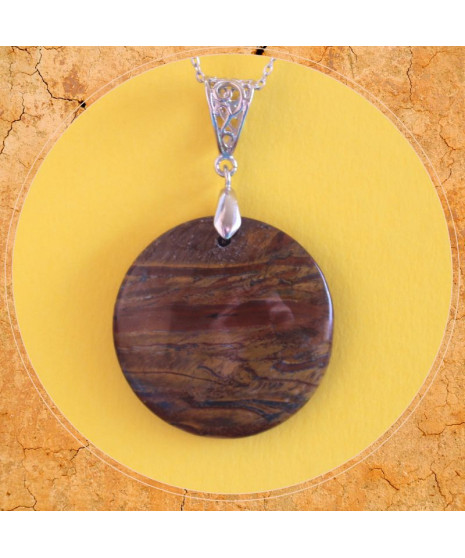 Pendentif rond en Œil de Tigre