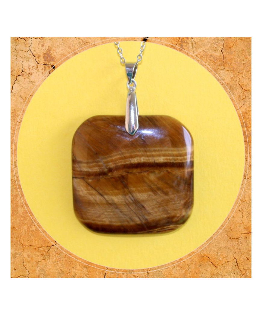Pendentif carré en Œil de Tigre