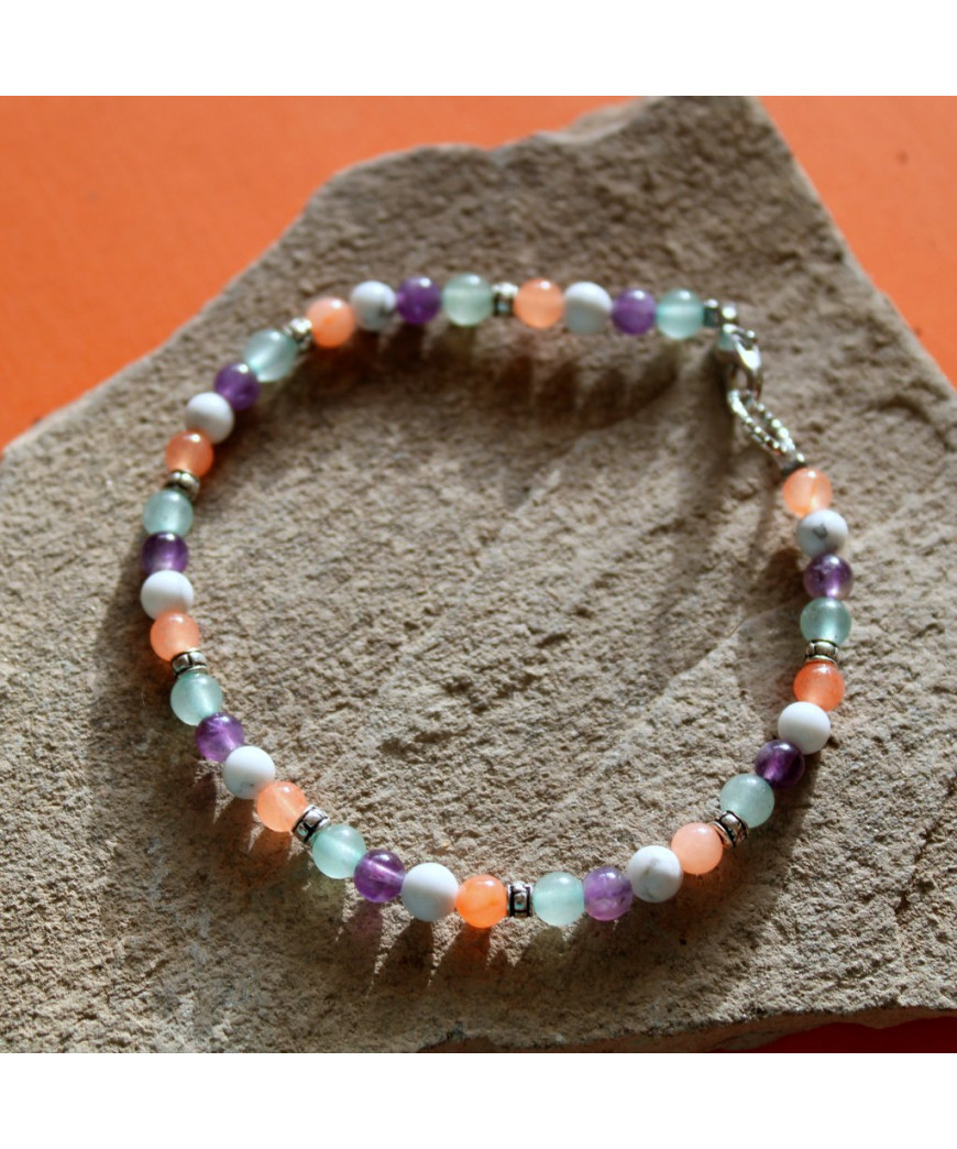 Bracelet Multicolore vert, orange, blanc et violet