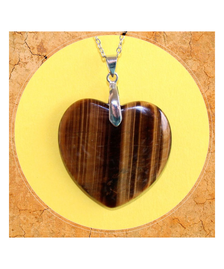 Pendentif Cœur en Œil de Tigre