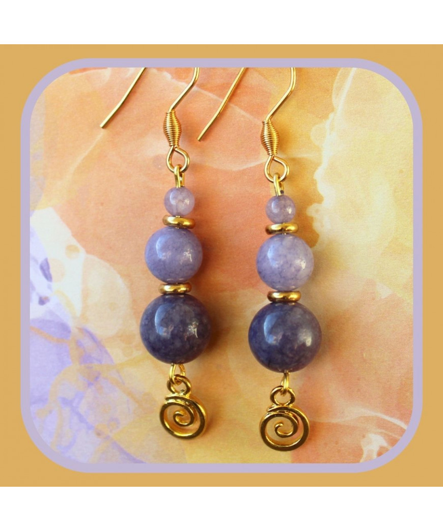 Boucles d'Oreilles Spirales en Angélite