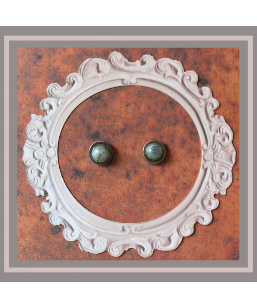 Boucles d'oreilles clous Labradorite en acier inoxydable