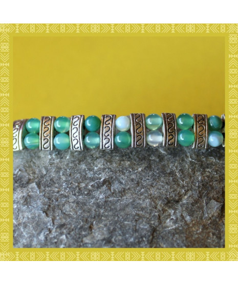 Bracelet Ethnique en Agate verte