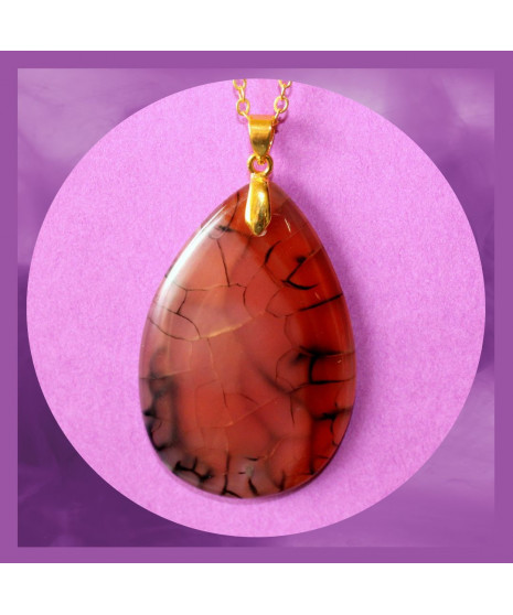 Pendentif en Agate orange Veines de dragon