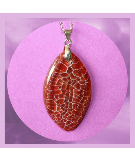 Pendentif en Agate orange Veines de dragon