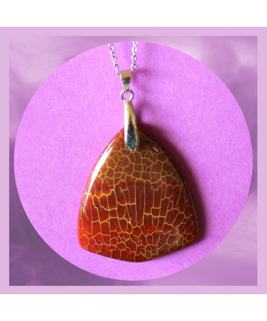 Pendentif en Agate orange Veines de dragon