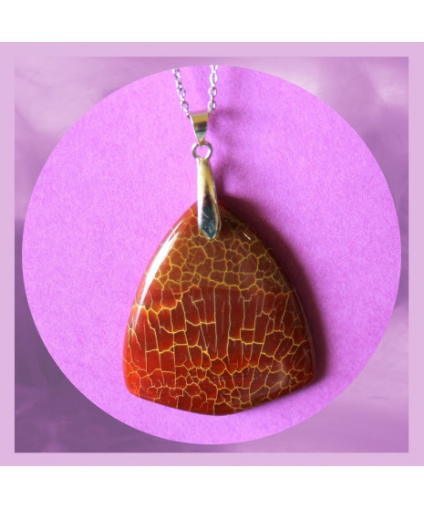 Pendentif en Agate orange Veines de dragon