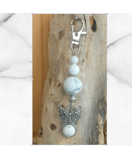 Bijou de sac Papillon en Howlite