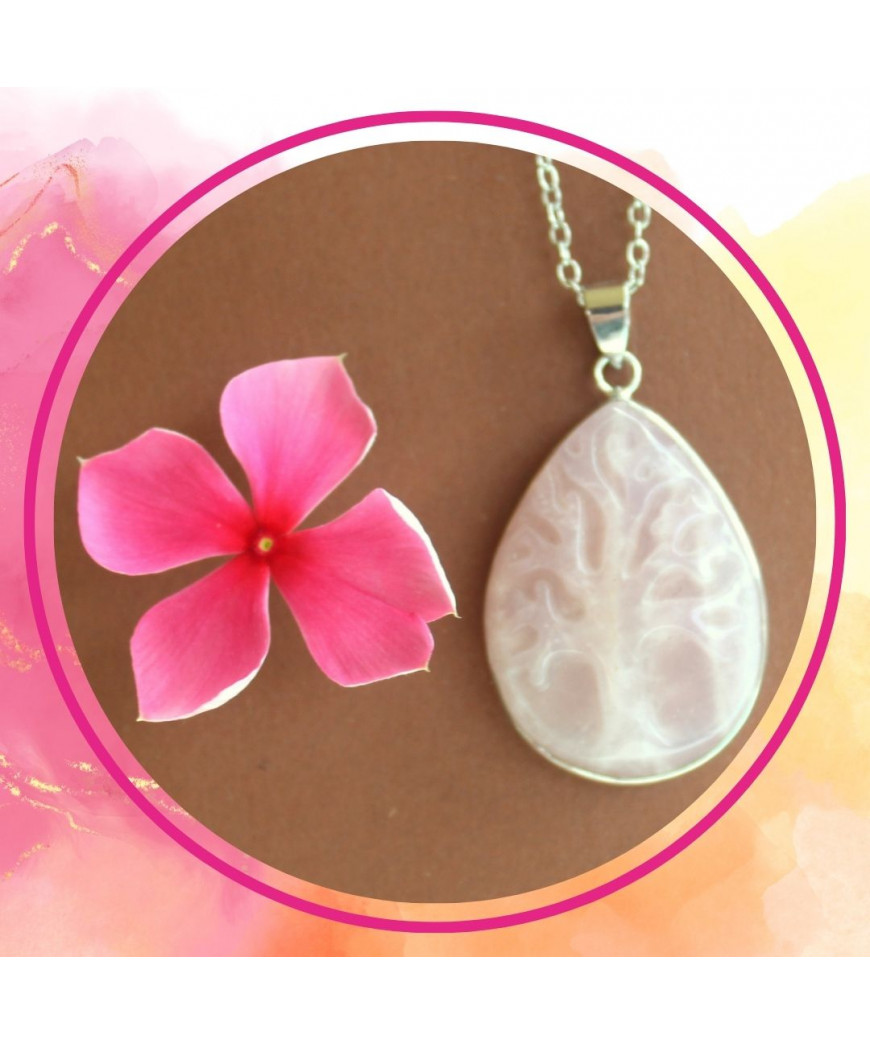 Pendentif  Arbre de vie en Quartz rose