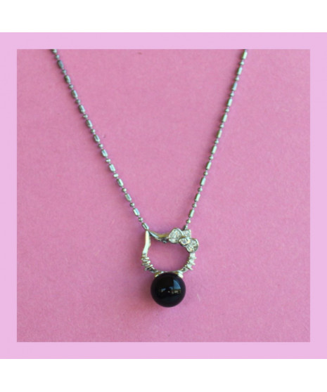 Pendentif Chat en Agate noire