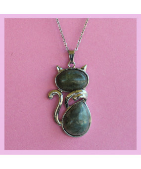 Pendentif Chat en Labradorite