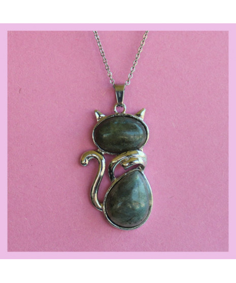 Pendentif Chat en Labradorite