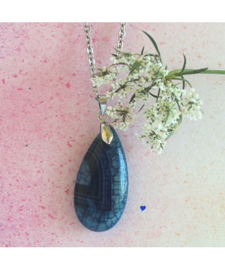 Pendentif Agate bleue