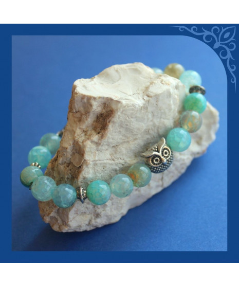 Bracelet Chouette en Agate bleue