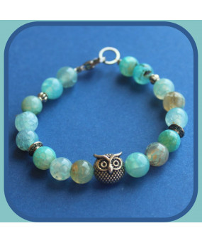 Bracelet Chouette en Agate bleue