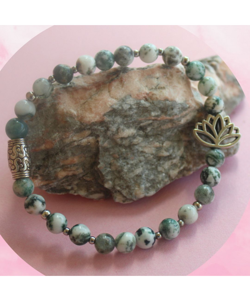 Bracelet Lotus en Agate mousse