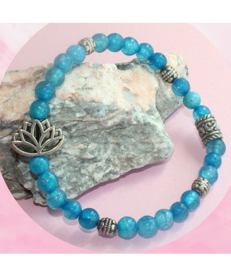 Bracelet Lotus en Agate bleue