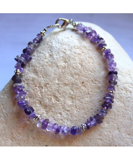 Bracelet pierres irrégulières en Améthyste