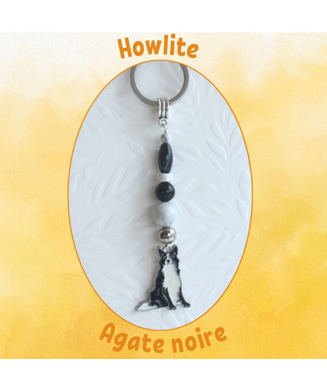 Porte-clefs Chien blanc et noir