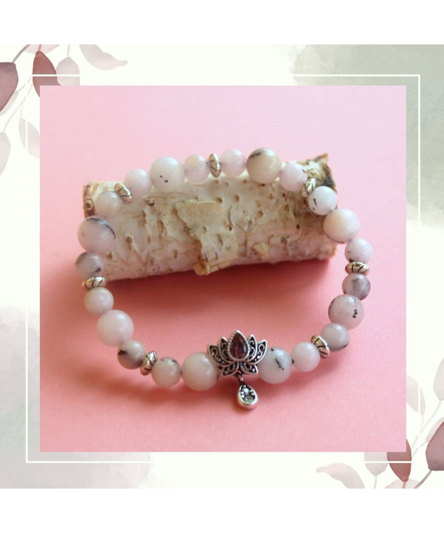 Bracelet Lotus en Opale rose
