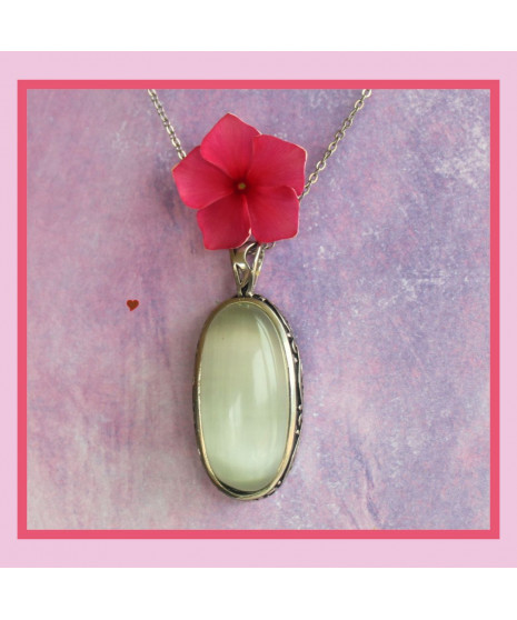 Pendentif Agate Œil de chat blanc