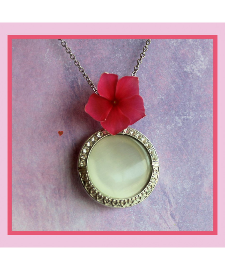 Pendentif Agate Œil de chat blanc