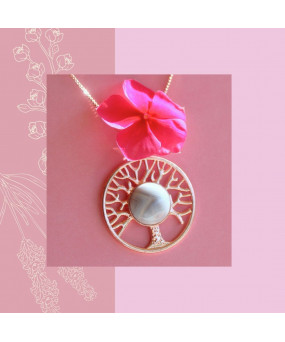 Pendentif Arbre de vie en Agate grise