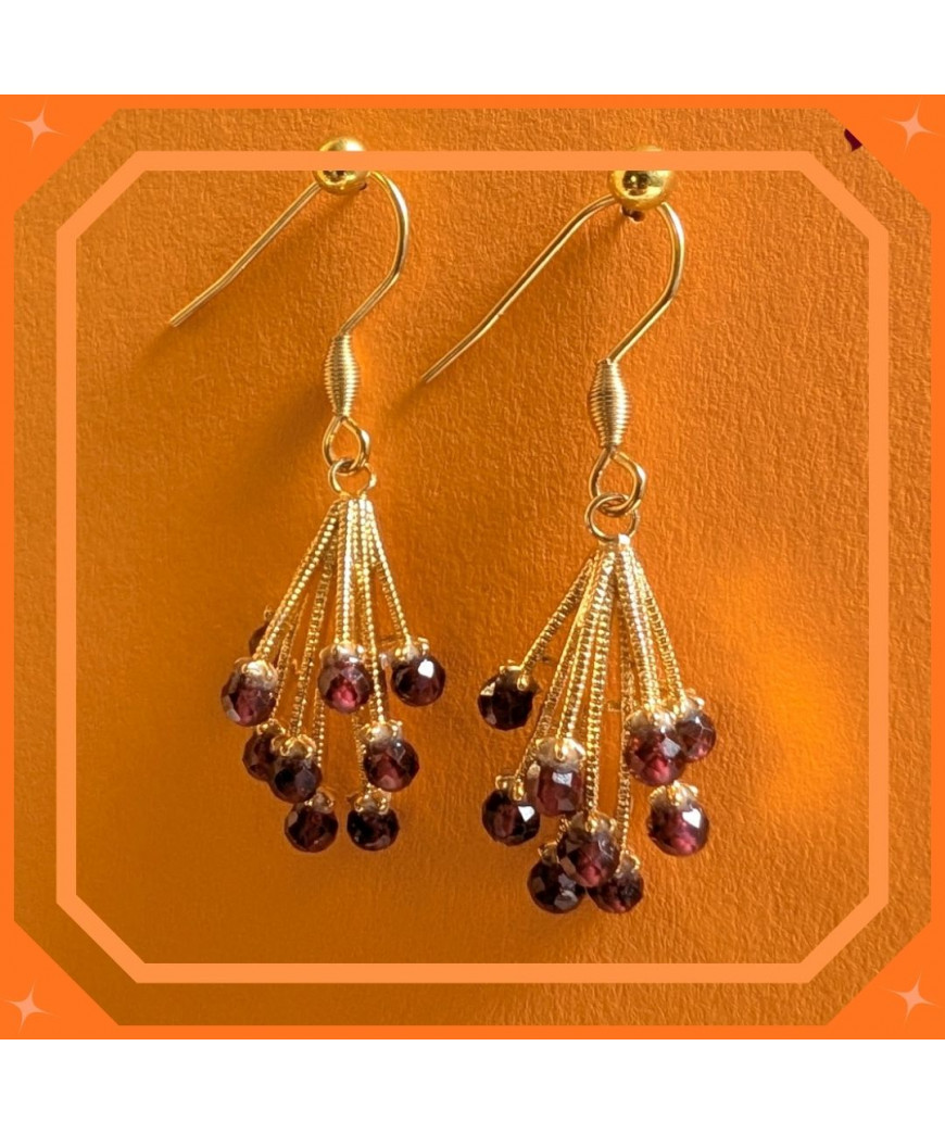 Boucles d'oreilles Grappes en Grenat