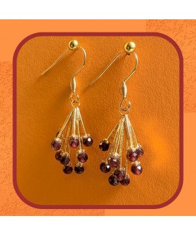 Boucles d'oreilles Grappes en Grenat
