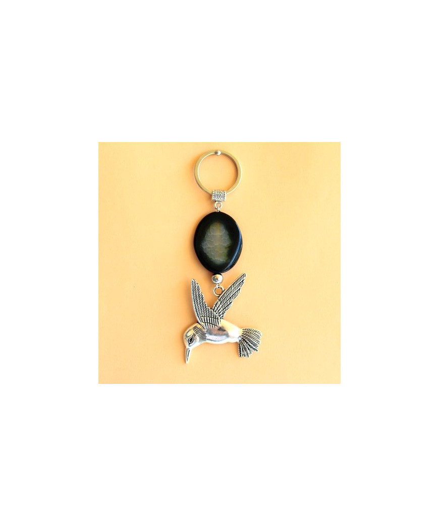 Porte-clefs Martin pêcheur en Agate