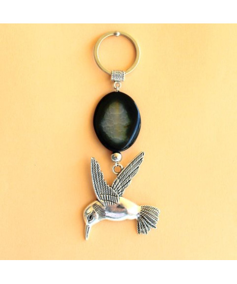 Porte-clefs Martin pêcheur en Agate