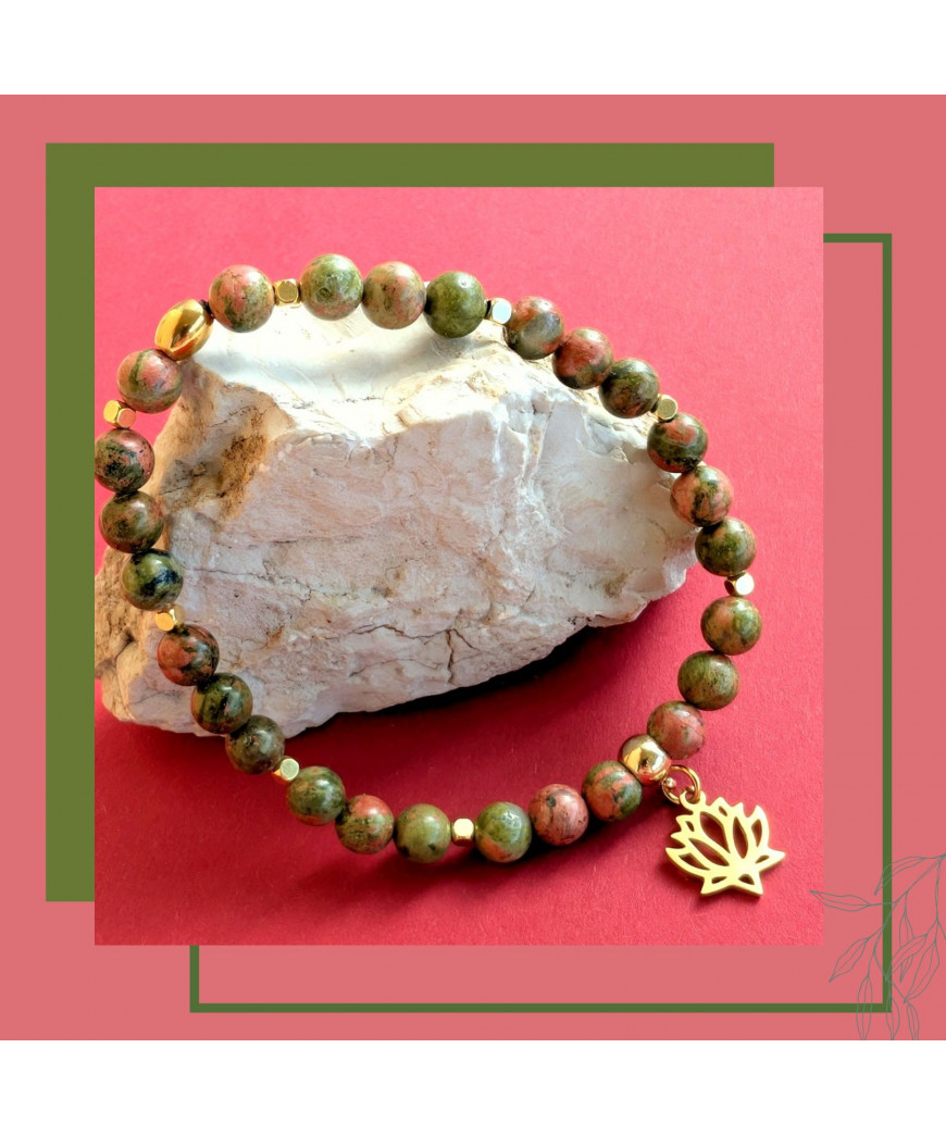 Bracelet Lotus en Unakite