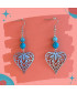 Boucles d'oreilles Cœurs en Agate crazy bleue