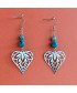 Boucles d'oreilles Cœurs en Agate crazy bleue