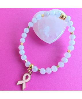 Bracelet Octobre rose en Quartz rose