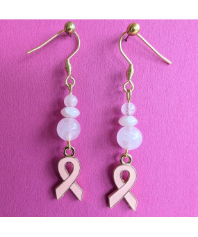 Boucles d'oreilles Octobre rose en Quartz rose