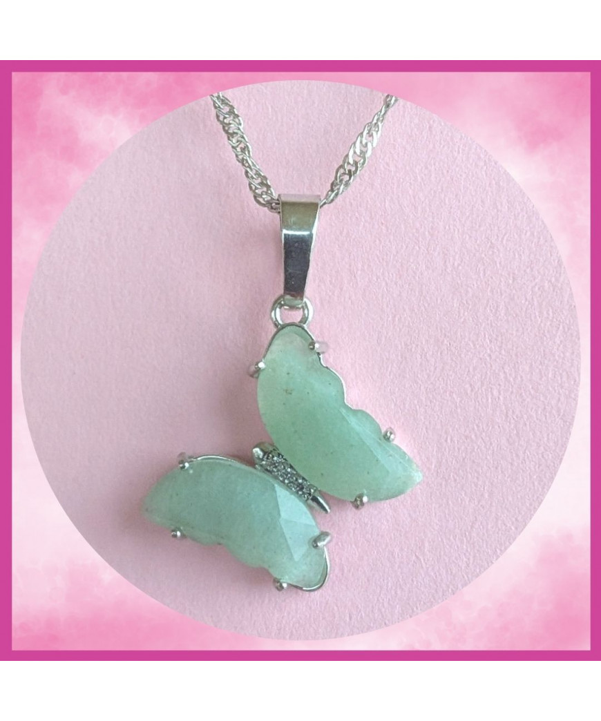 Pendentif Papillon en Aventurine verte