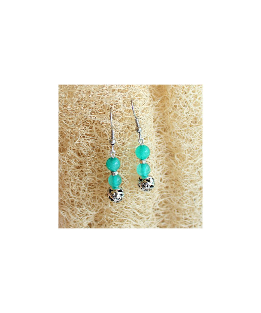 Boucles d'oreilles en Agate vert turquoise