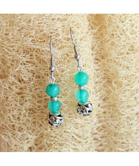 Boucles d'oreilles en Agate vert turquoise