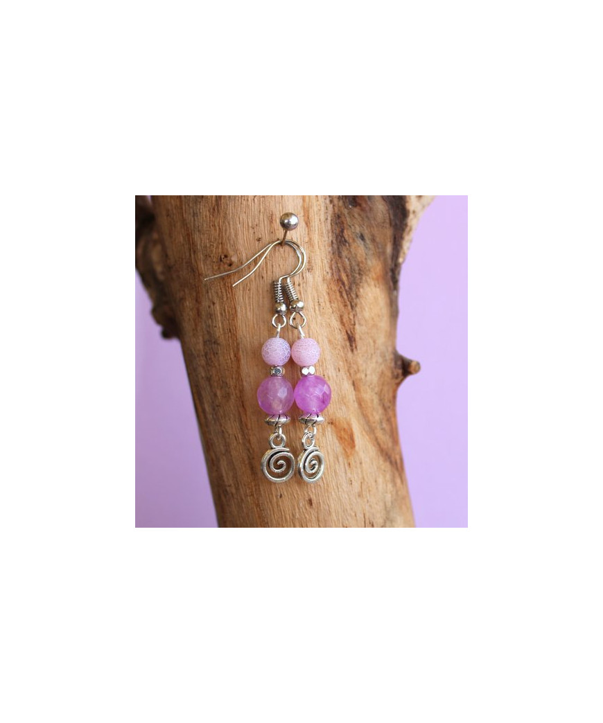 Boucles d'oreilles Agate violette