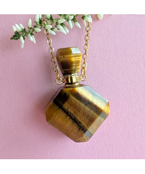Pendentif Flacon de parfum vert en Œil de tigre
