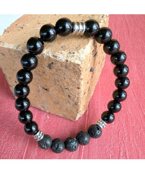 Bracelet Agate noire et...